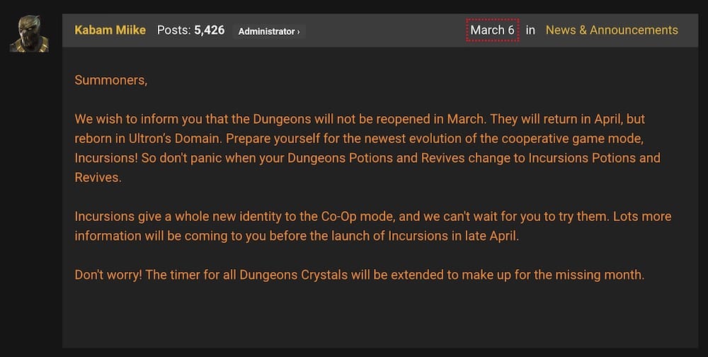 Dungeon closure
